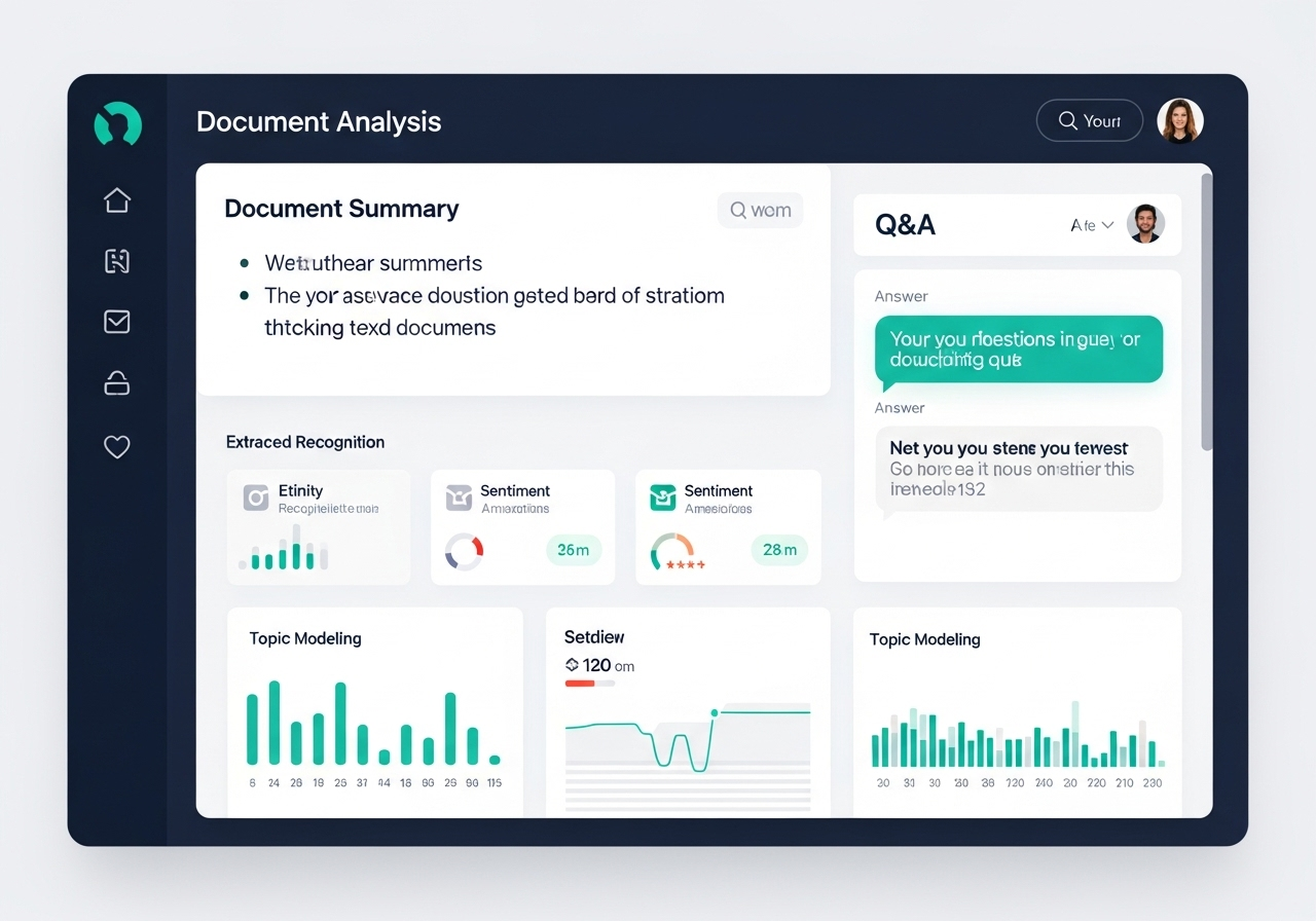 AI analysis dashboard showing document insights and Q&A interface